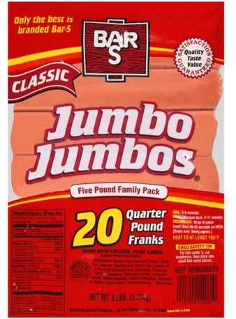 Bar-S Jumbo Quarter Pounder Franks, Classic, 5 lbs