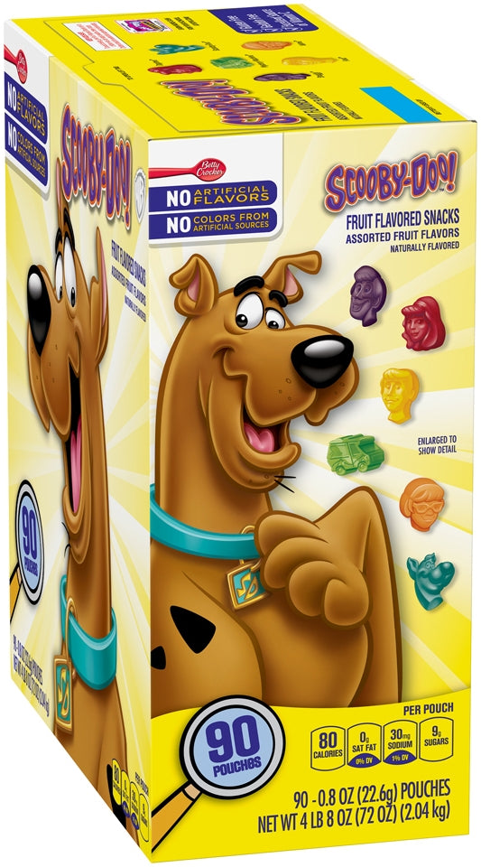Betty Crocker Scooby-Doo Fruit Flavored Snacks Assorted Pouches Value Pack, 90 x 0.8 oz