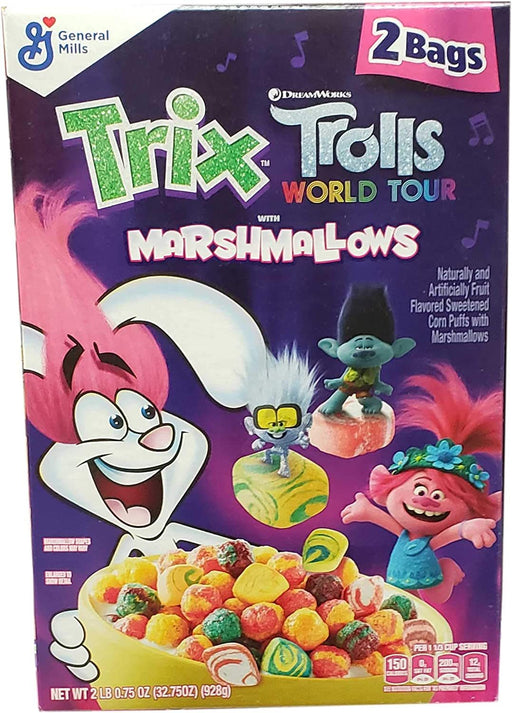 General Mills Trix Trolls Cereal with Marshmallows, Value 2-Pack, 32.75 oz