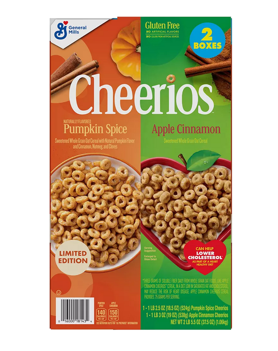 General Mills Cheerios Pumpkin Spice & Apple Cinnamon Cereal , 37.5 oz