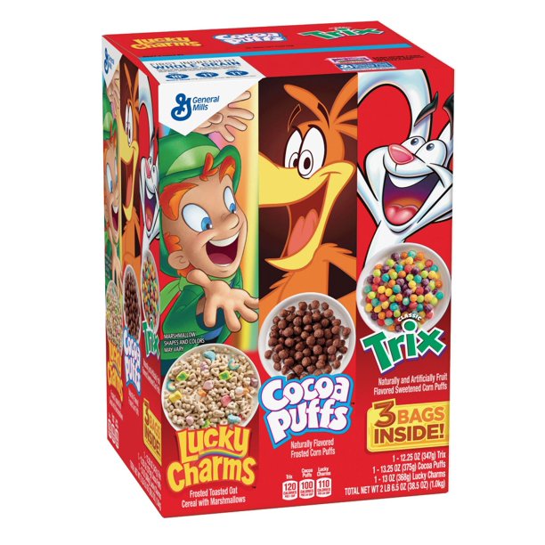 General Mills Lucky Charms, Cocoa Puffs & Trix Cereal Variety Pack, 3-Pack , 38.5 oz