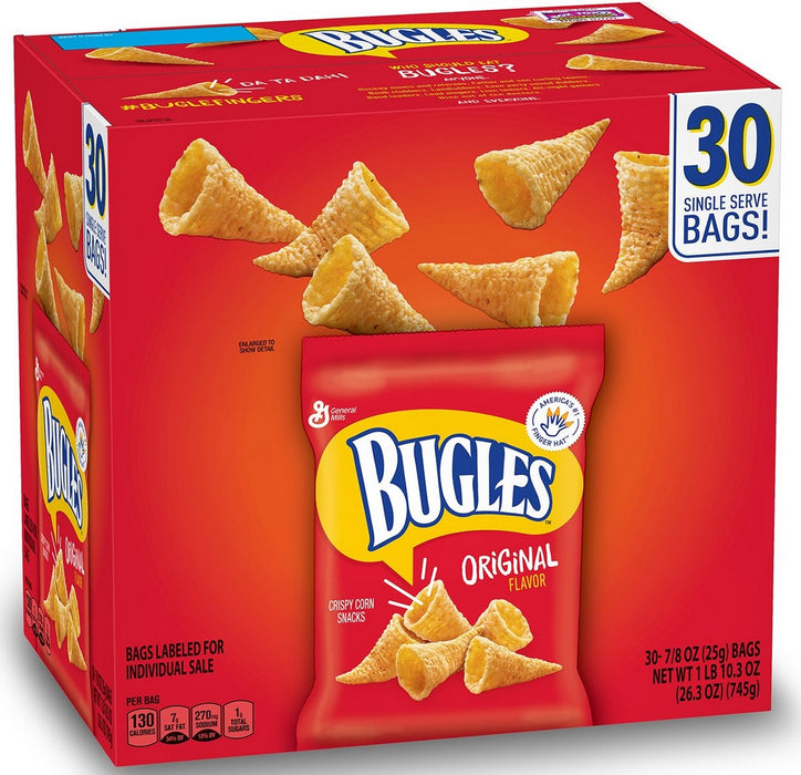 Bugles Original Flavor Corn Snacks, Value Pack, 30 ct