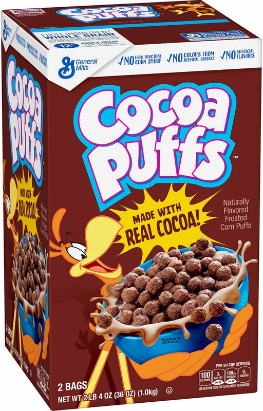 General Mills Cocao Puffs Frosted Cereal made with Real Cocoa, Value Pack, 2 bags