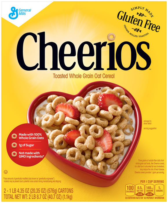 Cheerios Whole Grain Cereal, Gluten Free, 2 bags - 20.35 oz