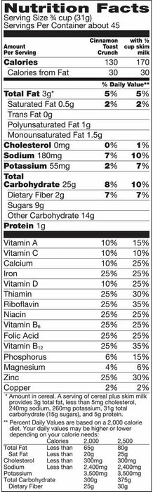 General Mills Cinnamon Toast Crunch Whole Wheat & Rice Cereal with Real Cinnamon, Value Pack, 2 bags