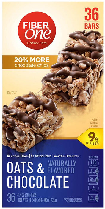 Fiber One Oats & Chocolate Chewy Bars, 36 ct