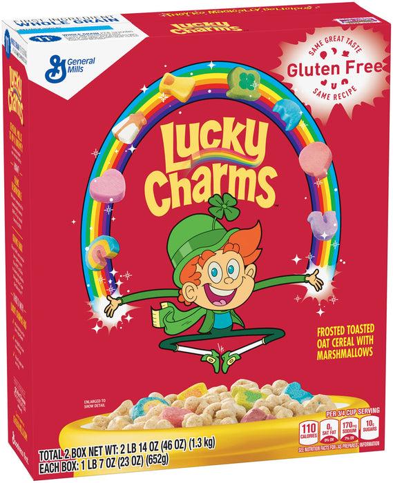 Lucky Charms Oat Cereal with Marshmellows, Gluten Free, 2 bags - 23 oz