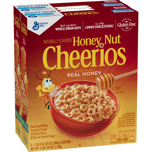 General Mills Honey Nut Cheerios Cereal, 2-Pack , 2 x 24 oz