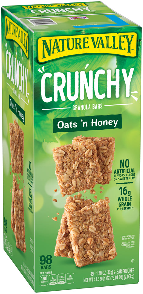 Nature Valley Crunchy Granola Bars, Oats 'n Honey, 98 bars