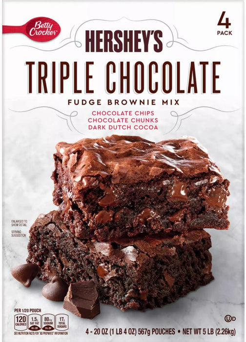 Hershey's Triple Chocolate Fudge Brownie Mix , 4 x 20 oz