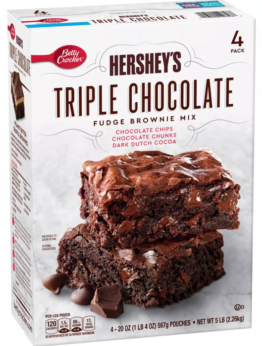 Hershey's Triple Chocolate Fudge Brownie Mix , 4 x 20 oz