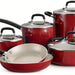 Tramontina 7 Piece Non Stick Heavy Gauge Cookware Set, Red Enamel Exterior, 7 pcs