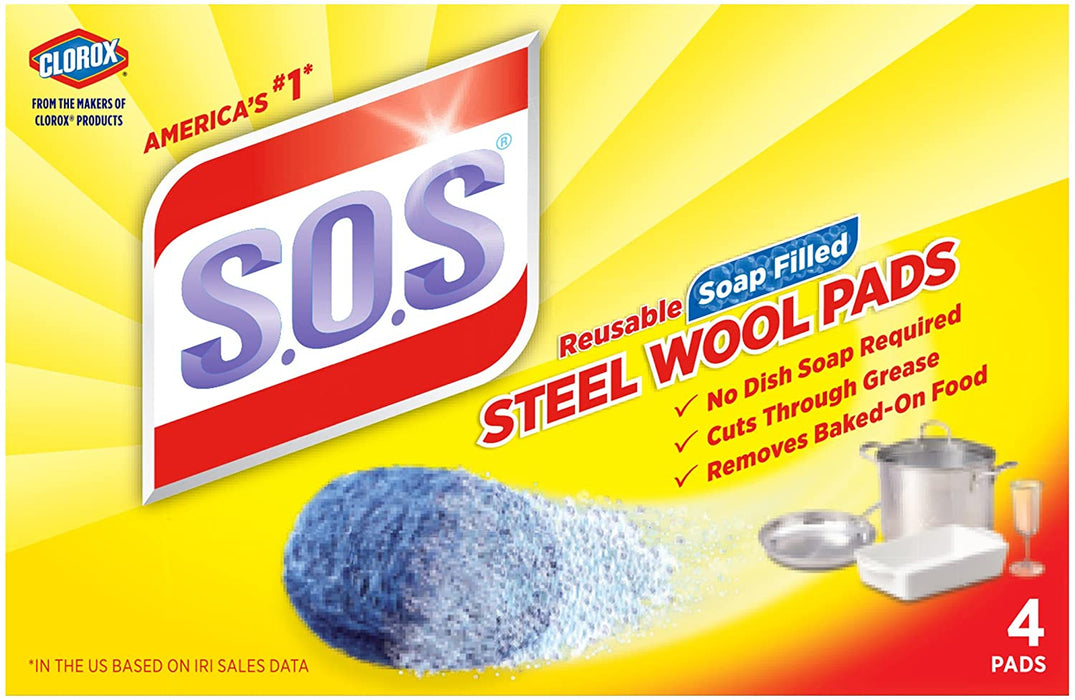 Clorox SOS Steel Wool Pads , 4 ct