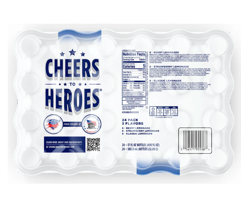 Sparkling Ice Cheers to Herous Pack 2022 Lemonade Pack, Variety Pack , 24 x 17 oz