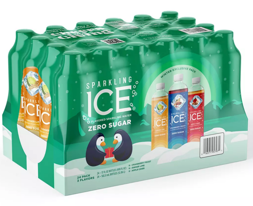 Sparkling Ice Holiday 2021 Beverage, Variety Pack , 24 x 17 oz