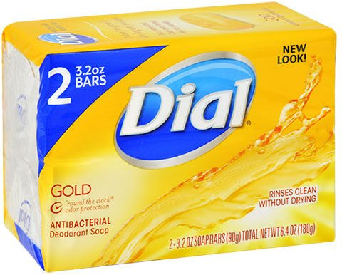 Dial Antibacterial Deoderant Soap Bars, Gold, 2 x 4.5 oz