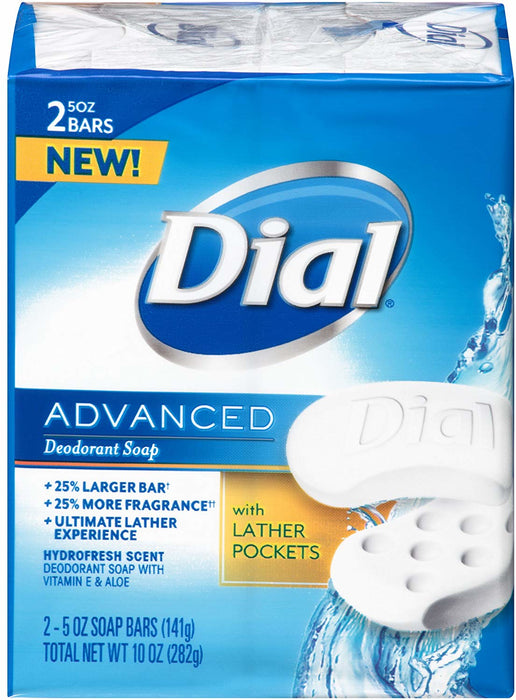 Dial Advanced Deodorant Soap Bars, 2-Pack, 2 x 5 oz