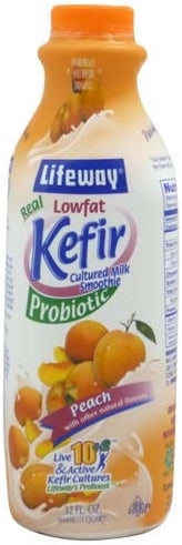 Lifeway Real Low-Fat Kefir Cultured Milk Smoothie, Peach, Probiotic, 32 oz