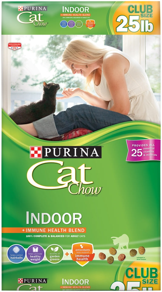 Purina Cat Chow Indoor Immune Health Blend Cat Food, 100% Complete & Balanced, 25 lbs