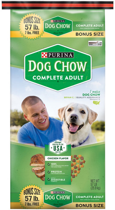 Purina Dog Chow Complete Adult with Real Chicken, Bonus Size, 50 + 7 lbs