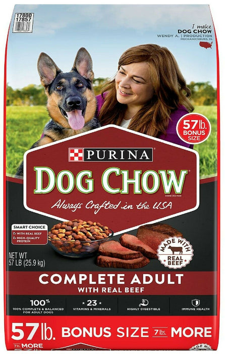 Purina Dog Chow Dry Dog Food, Complete Adult With Real Beef, 57