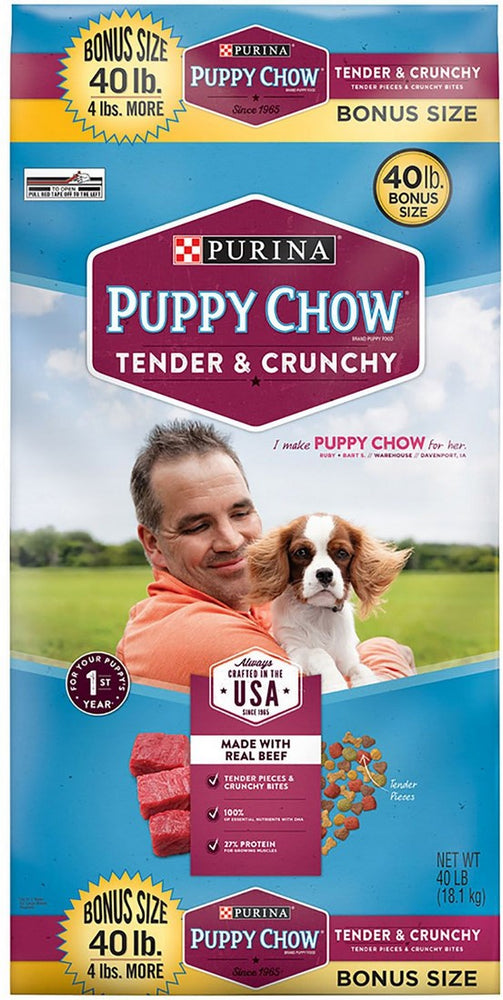Purina Puppy Chow Tender & Crunchy Dry Dog Food, 40 lbs