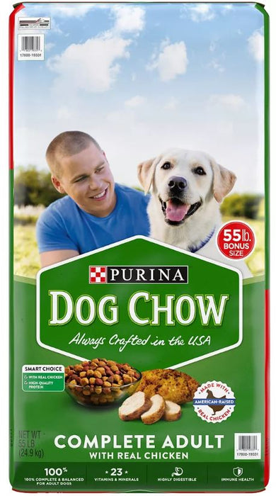 Purina Dog Chow Dry Dog Food Complete Adult With Real Chicken , 55 lbs
