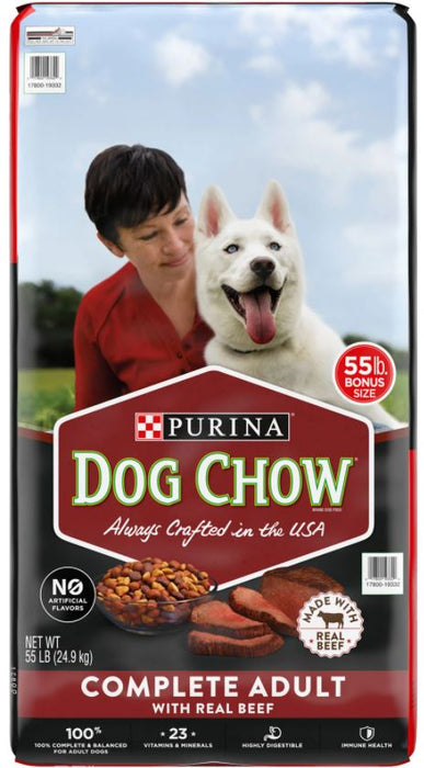 Purina Dog Chow Dry Dog Food Complete Adult With Real Beef, 55 lbs