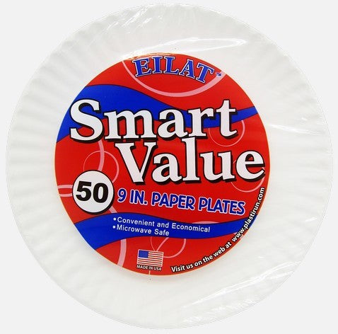 Smart Value 9 inch Paper Plates, 50 ct