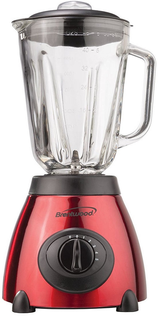 Brentwood 5-Speed Blender with 48 oz Stainless Steel Base and Glass Jar, Red, Model #JB-810