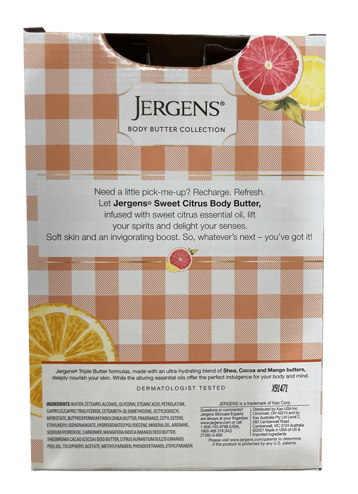 Jergens Sweet Citrus Body Butter Moisturizing Lotion Collection, 3 pc