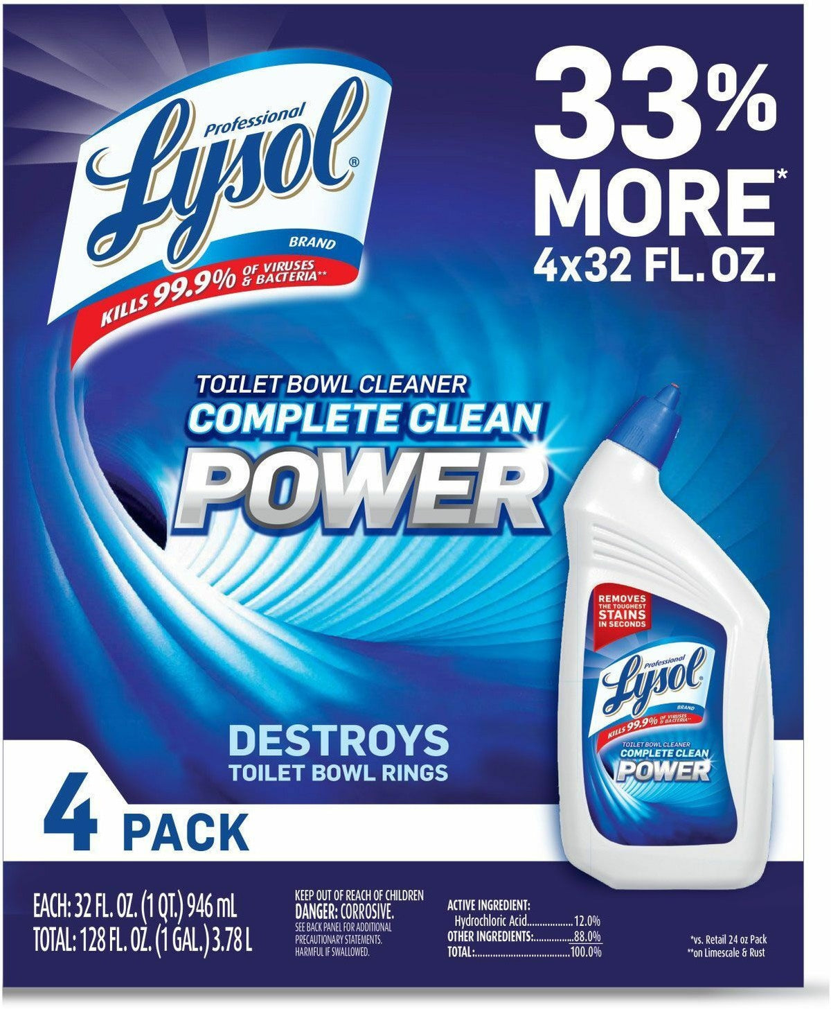 Lysol Power Toilet Bowl Cleaner Value Pack 4 X 946 Ml 4 X 32 Oz —