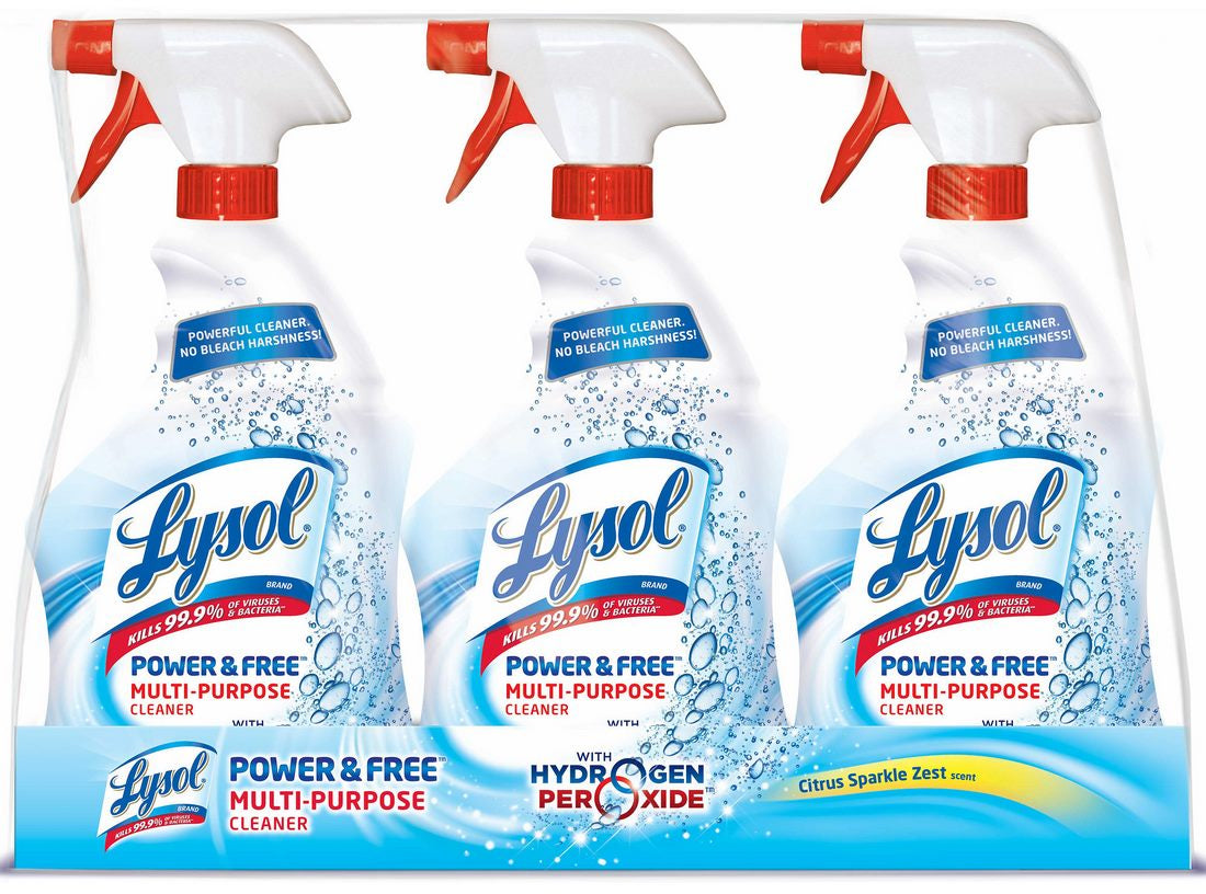 Lysol Multi-Purpose Cleaner, Power & Free, Kills 99.9% of Viruses & Bacteria, 3 x 32 oz