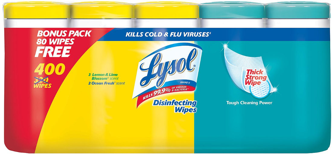 Lysol Disinfecting Wipes Variety Pack, 5 x 80 ct