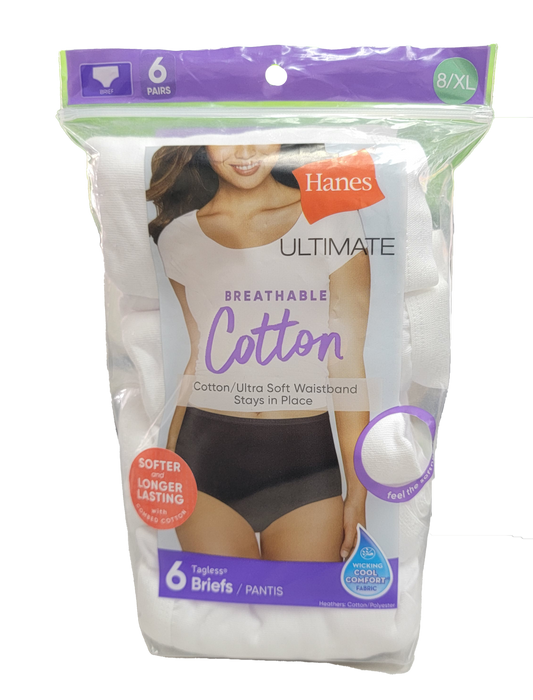 Hanes Women Cotton Briefs 6 ct W, 8/XL