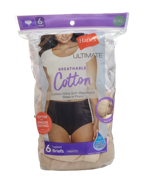 Hanes Women Cotton Briefs 6 ct C, 8/XL C