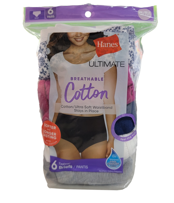 Hanes Women Cotton Briefs 6 ct, 6/M