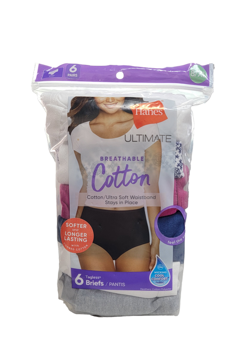 Hanes Women Cotton Briefs 6 ct, 8/XL