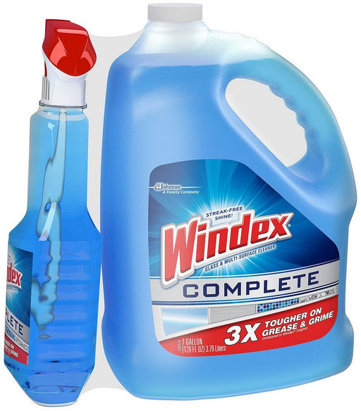 Windex Complete Glass & Multi-Surface Cleaner, Trigger Spray & Refill, 32 + 128 oz