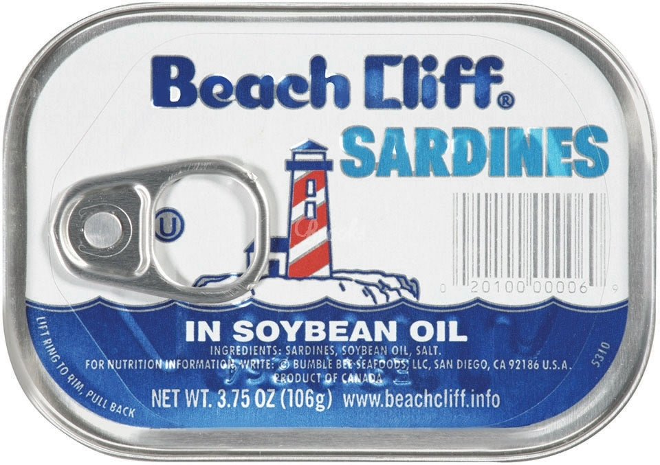 Beach Cliff Sardines in Soybean Oil, 106 gr (3.75 oz)