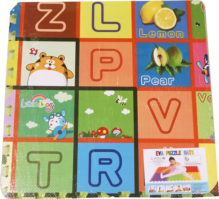 Eva Educational Puzzle Mats with Letters and Pictures, 4 pcs