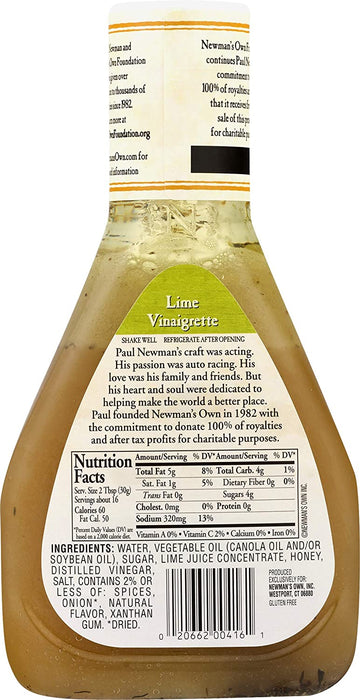 Newman's Own Lime Vinaigrette Dressing , 16 oz