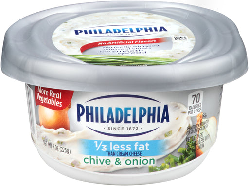 Philadelphia Chive & Onion Cream Cheese, Reduced Fat, 8 oz
