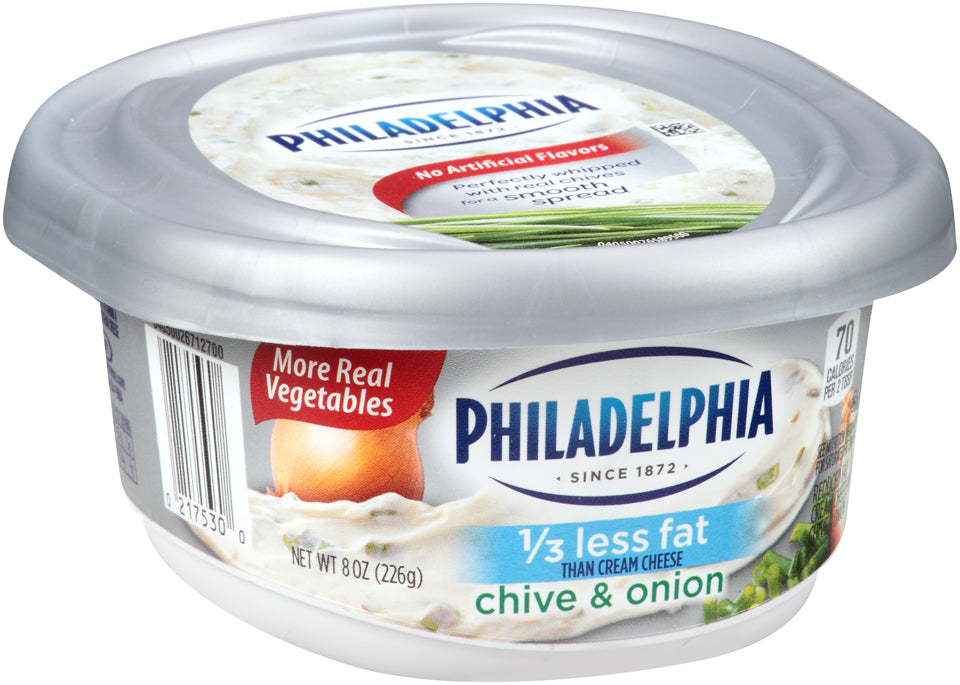 Philadelphia Chive & Onion Cream Cheese, Reduced Fat, 8 oz