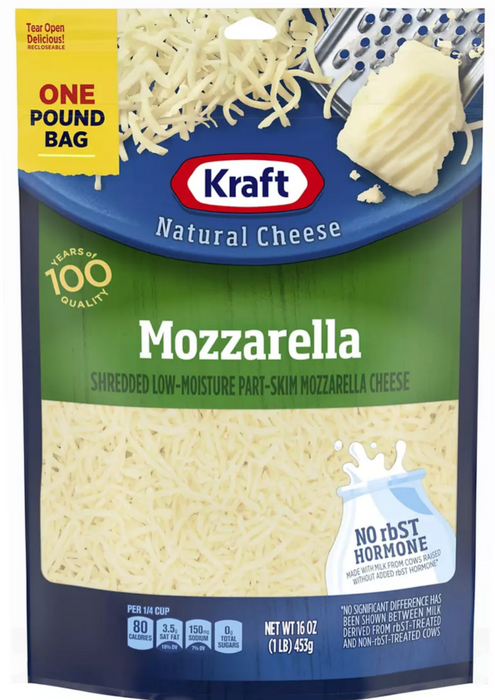 Kraft Shredded Mozzarella Cheese , 2 x 16 oz