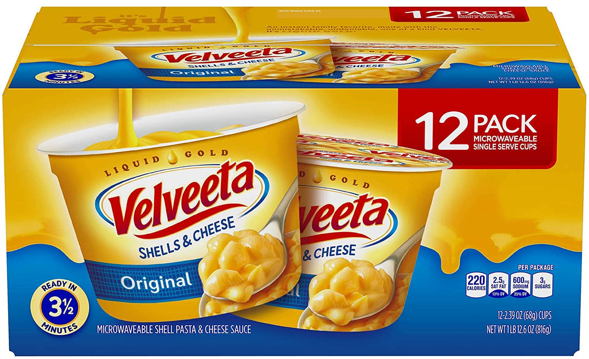 Kraft Velveeta Shells & Cheese Original Single Serve Cups , 12 x 2.9 oz