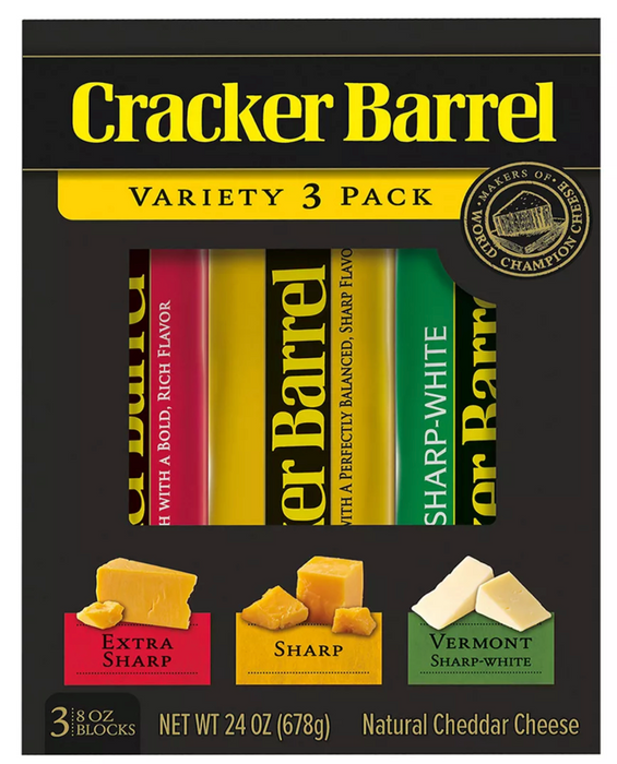 Cracker Barrel Cheddar Cheese Variety Pack , 3 x 8 oz