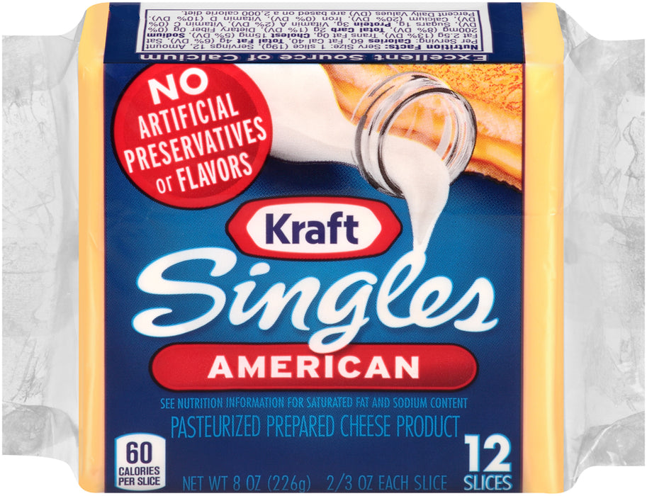 Kraft Singles American, Cheese Slices, 12 ct