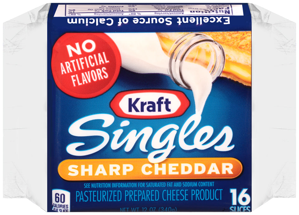 Kraft Singles Sharp, Cheddar Slices, 16 ct