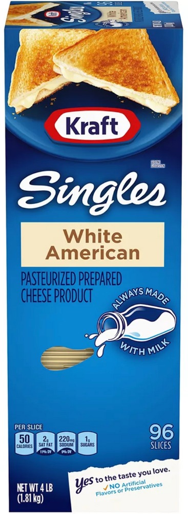 Kraft Singles White American Cheese, 96 Slices , 4 lbs